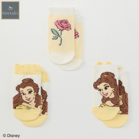 ベビー 3足組ショートクルーソックス（9~15cm Cottoli/Disney）