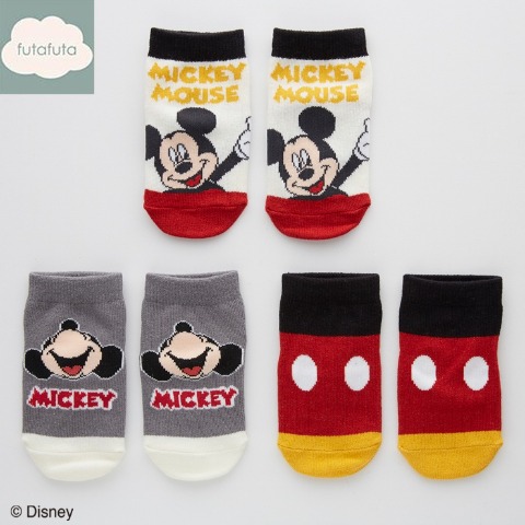 ベビー 3足組ショートクルーソックス（9-15cm futafuta/Disney）