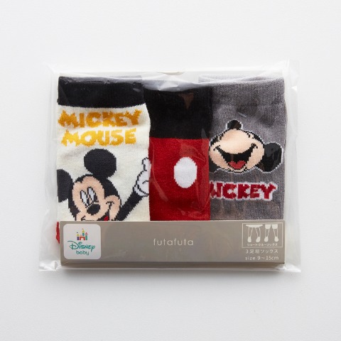 ベビー 3足組ショートクルーソックス（9-15cm futafuta/Disney）