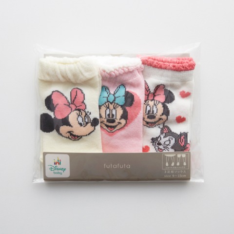 ベビー 3足組ショートクルーソックス（9-15cm futafuta/Disney）