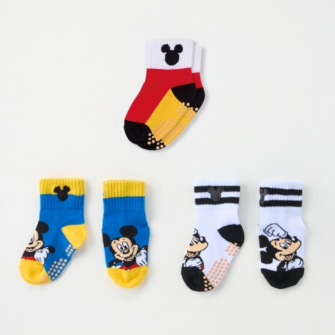ベビー 　3足組クルーソックス (9～15cm・Disney)