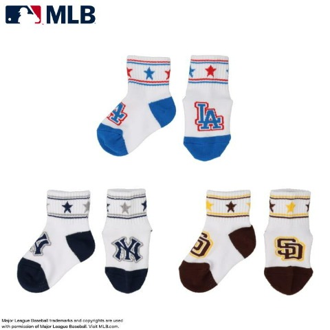 ベビー 3足組ショート丈ソックス(9-15cm MLB)