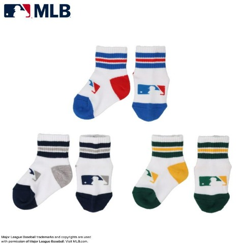 ベビー 3足組ショート丈ソックス(9-15cm MLB)
