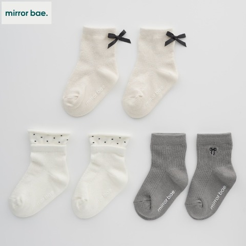 ベビー　3足組クルーソックス（9～15cm　mirror bae.）