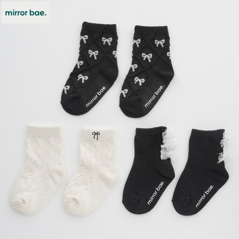 ベビー　3足組クルーソックス（9～15cm　mirror bae.）