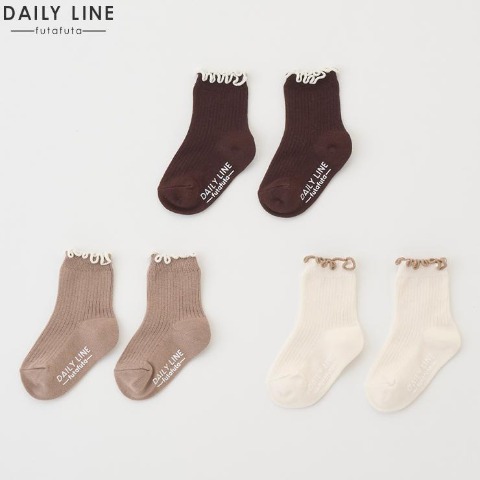 ベビー　3足組クルーソックス （9～15cm・DAILY LINE）