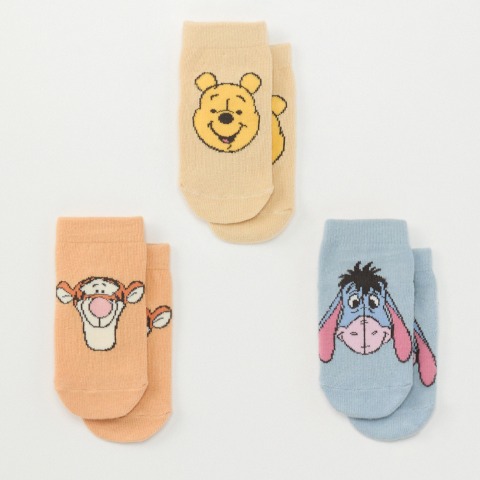 ベビー 3足組ショートクルーソックス（9~15cm Cottoli/Disney）