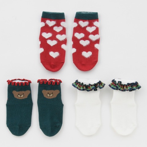 ベビー3足組クルーソックス（9～15cm・MY LITTLE WONDER）