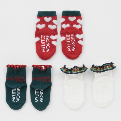 ベビー3足組クルーソックス（9～15cm・MY LITTLE WONDER）