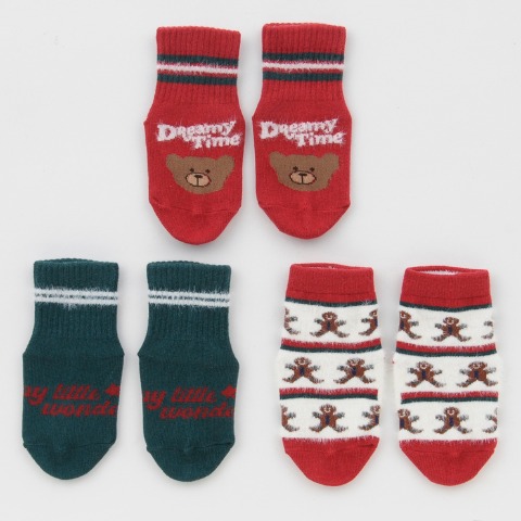 ベビー3足組クルーソックス（9～15cm・MY LITTLE WONDER）