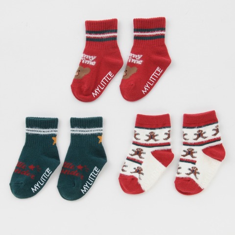 ベビー3足組クルーソックス（9～15cm・MY LITTLE WONDER）