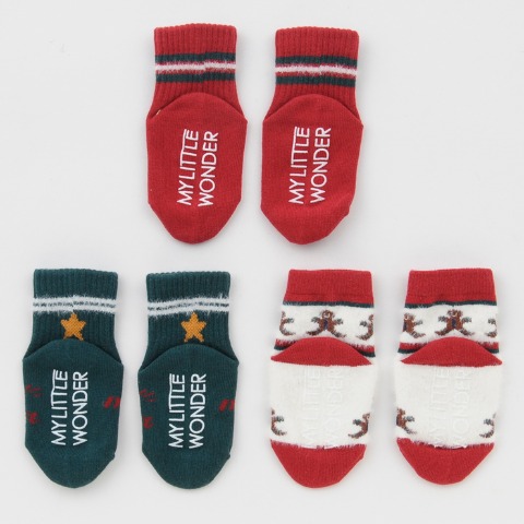 ベビー3足組クルーソックス（9～15cm・MY LITTLE WONDER）