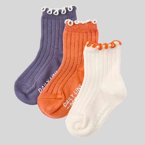 ベビー　3足組クルーソックス（9～15cm・DAILY LINE）