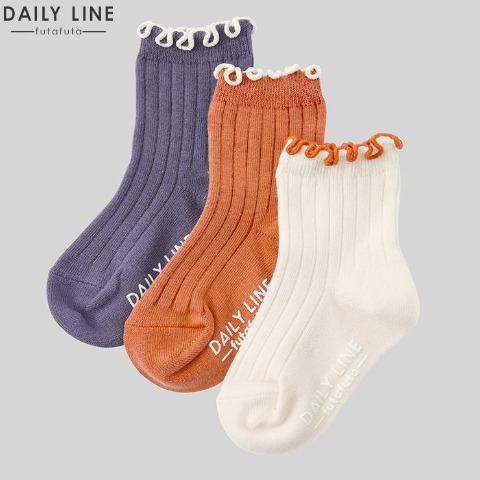 ベビー　3足組クルーソックス（9～15cm・DAILY LINE）