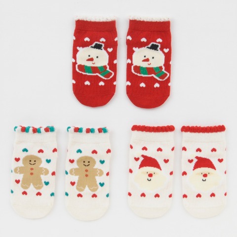 ベビー　3足組ショートクルーソックス（9~15cm　futafuta）