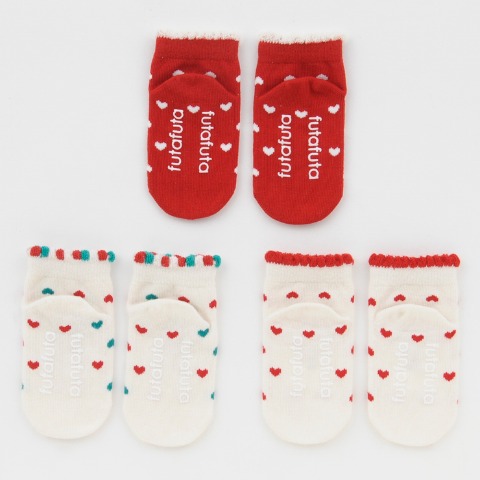 ベビー　3足組ショートクルーソックス（9~15cm　futafuta）