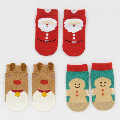 ベビー　3足組ショートクルーソックス（9~15cm　futafuta）