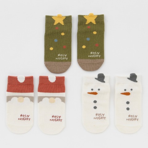 ベビー　3足組ショートクルーソックス（9~15cm　tete a tete）