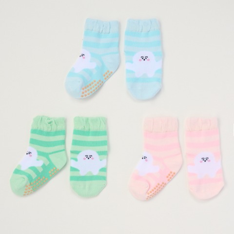 ベビー　3足組クルーソックス（9～15cm・シナぷしゅ）