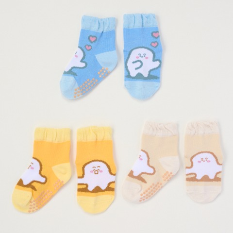 ベビー　3足組クルーソックス（9～15cm・シナぷしゅ）