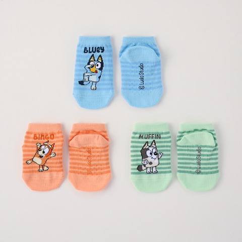ベビー 3足組クルーソックス(9-15cm BLUEY)