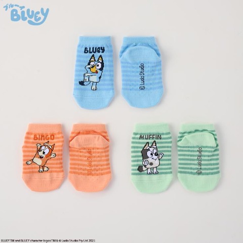ベビー 3足組クルーソックス(9-15cm BLUEY)