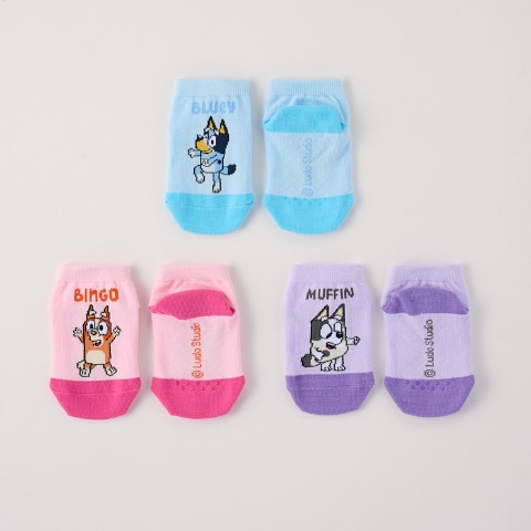 ベビー 3足組クルーソックス(9-15cm BLUEY)