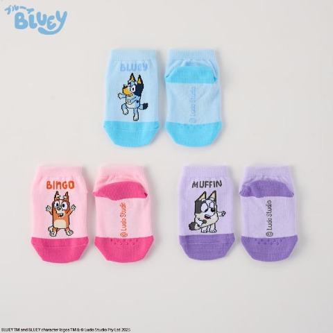 ベビー 3足組クルーソックス(9-15cm BLUEY)