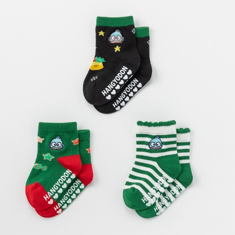 ベビー　クルー丈ソックス3足組（9-15cm・ハンギョドン）