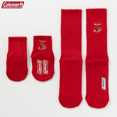親子ソックス　2足組クルーソックス（9～15・23～25cm　Coleman）