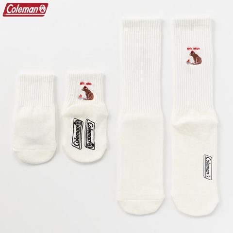 親子ソックス　2足組クルーソックス（9～15・23～25cm　Coleman）