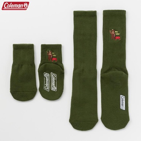 親子ソックス　2足組クルーソックス（9～15・23～25cm　Coleman）