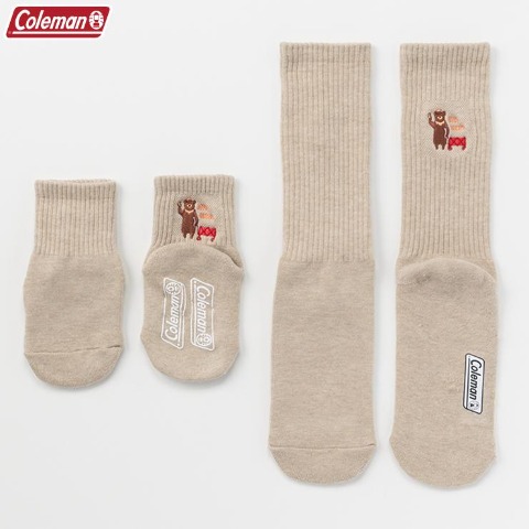 親子ソックス　2足組クルーソックス（9～15・23～25cm　Coleman）
