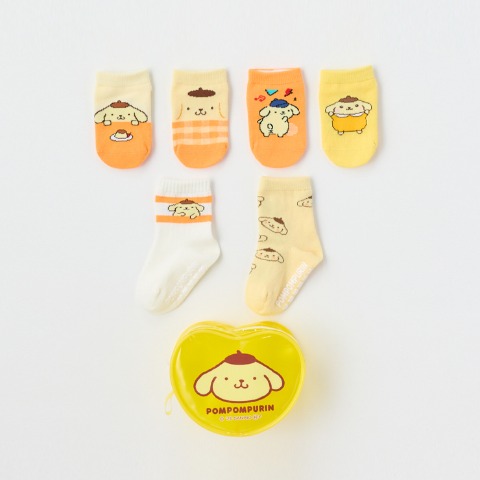 ベビー　ソックス6点セット（9-15cm・ポムポムプリン)
