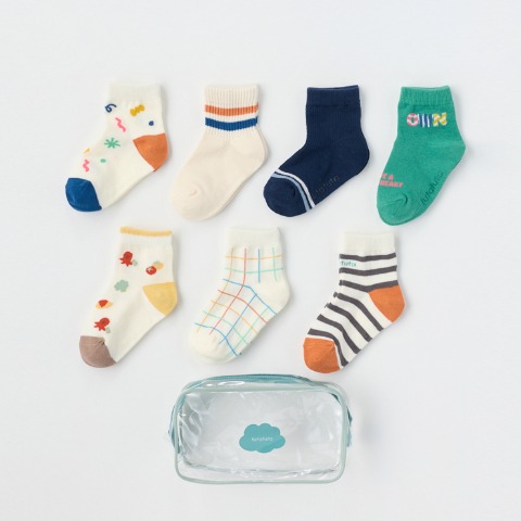 7足組ショートクルーソックス（9～15cm・futafuta）