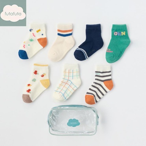 7足組ショートクルーソックス（9～15cm・futafuta）