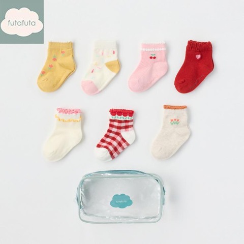 7足組ショートクルーソックス（9～15cm・futafuta）