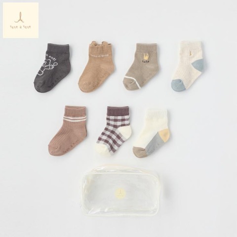 7足組ショートクルーソックス（9～15cm・tete a tete）