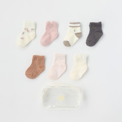 7足組ショートクルーソックス（9～15cm・tete a tete）