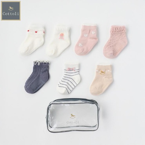 7足組ショートクルーソックス（9～15cm・Cottoli）