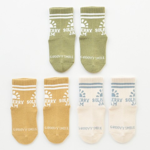 ベビー　3足組クルーソックス（9～15cm　Solberry Jam）