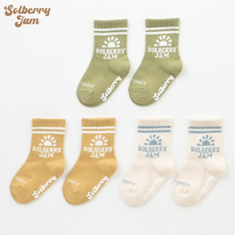 ベビー　3足組クルーソックス（9～15cm　Solberry Jam）