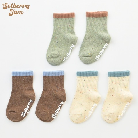 ベビー　3足組クルーソックス（9～15cm　Solberry Jam）