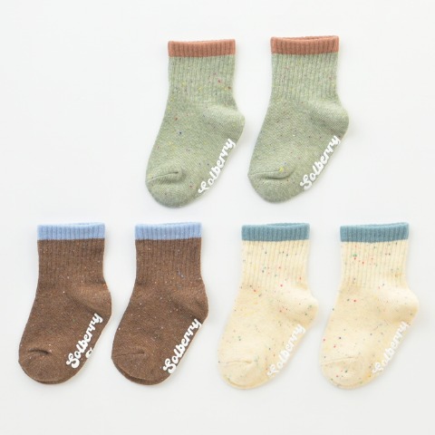 ベビー　3足組クルーソックス（9～15cm　Solberry Jam）