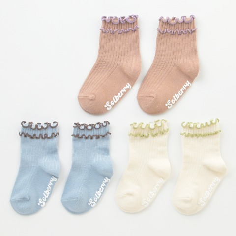 ベビー　3足組クルーソックス（9～15cm　Solberry Jam）