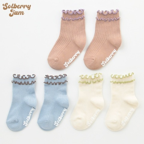 ベビー　3足組クルーソックス（9～15cm　Solberry Jam）