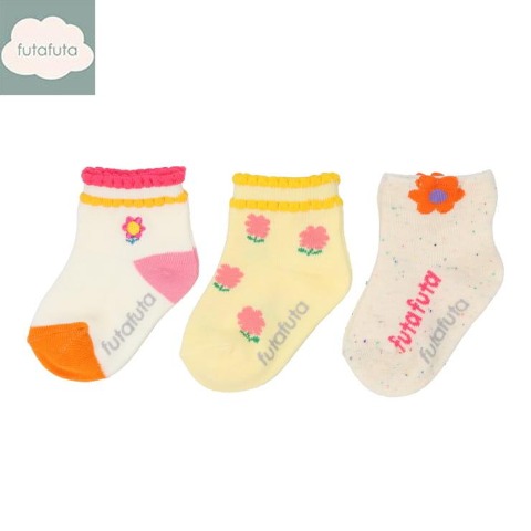 ベビー　3足組ショートクルーソックス（9～15cm　futafuta）
