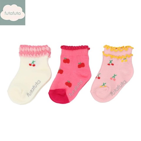 ベビー　3足組ショートクルーソックス（9～15cm　futafuta）