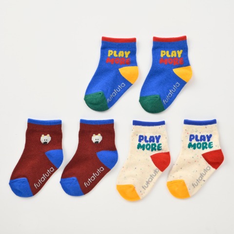 ベビー　3足組ショートクルーソックス（9～15cm　futafuta）