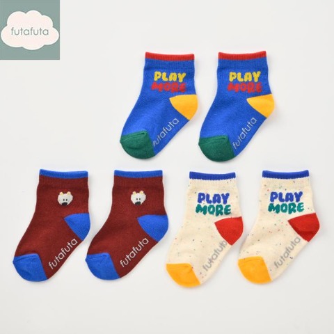 ベビー　3足組ショートクルーソックス（9～15cm　futafuta）